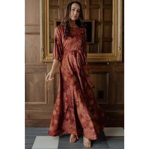 Baltic Born Paula Satin Maxi Dress | Terracotta Floral Size XSXS